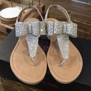 Silver Sequenced Sandals with Bow
